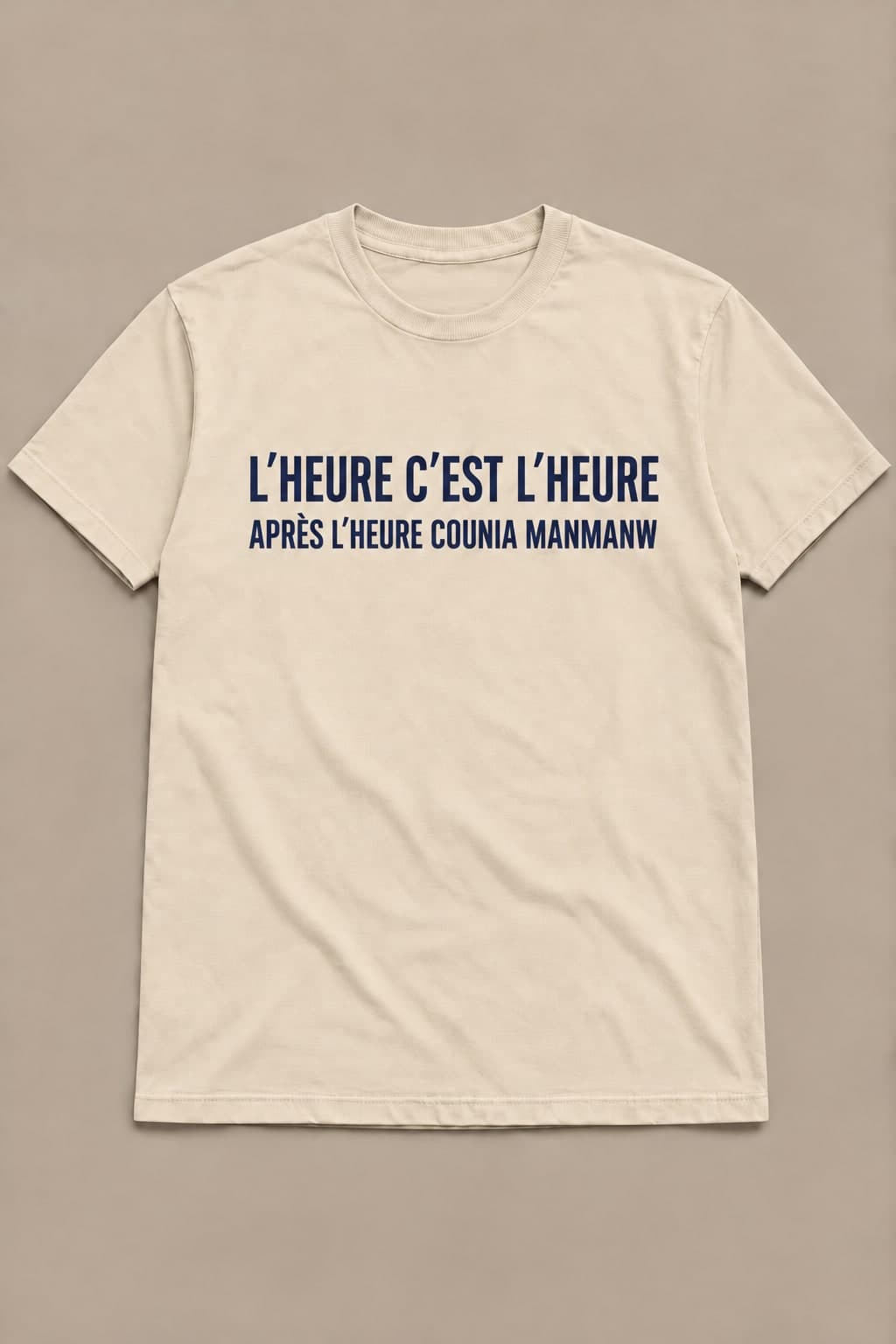 T-shirt imprimé classique, coloris sable, à plat